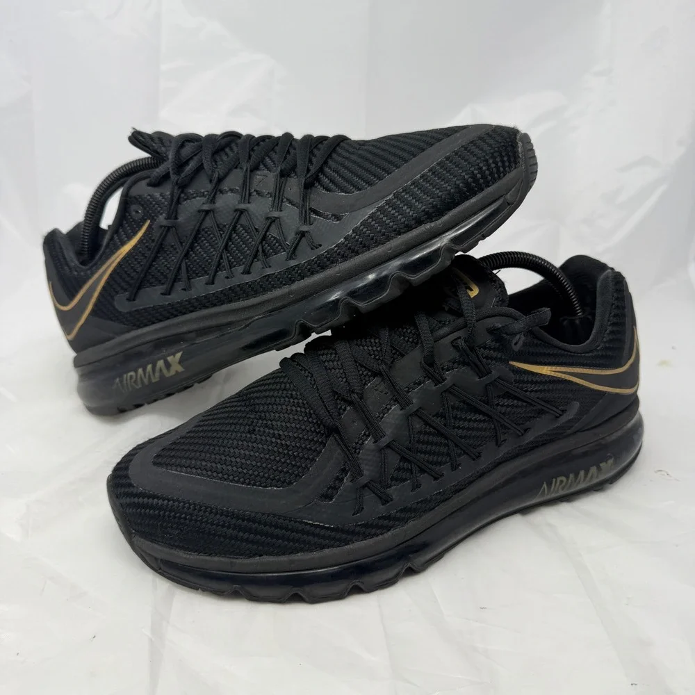 Nike Air Max 2015 Black Gold Running Shoes DC4111-001 Mens 10